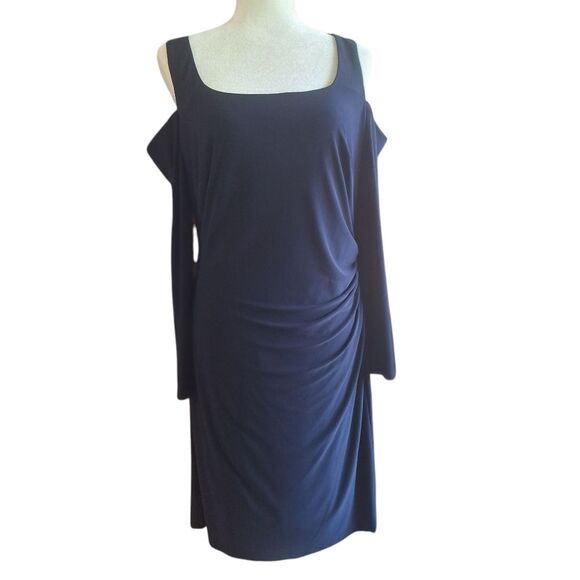 Lauren Ralph Lauren Dresses & Skirts - Lauren Ralph Lauren Navy Evening Dress Slinky Cold Shoulder Size 12 Womens